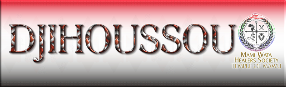 the word "Djihoussou" written next to the Mami Wata Healers Society Temple of Mawu Logo.